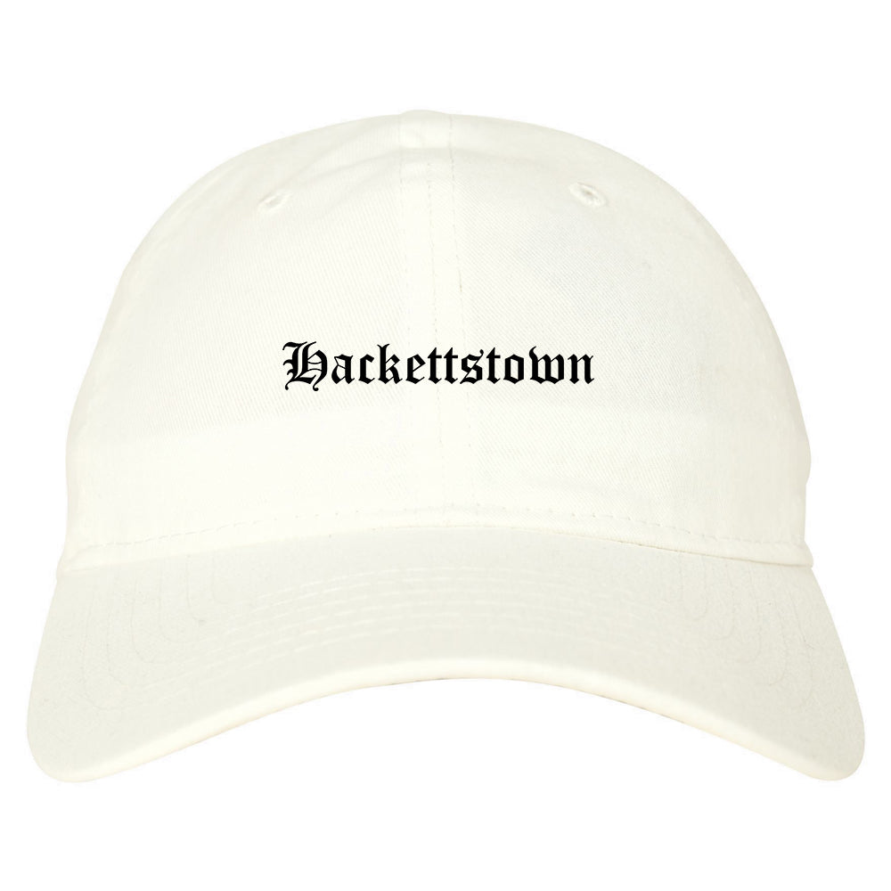 Hackettstown New Jersey NJ Old English Mens Dad Hat Baseball Cap White