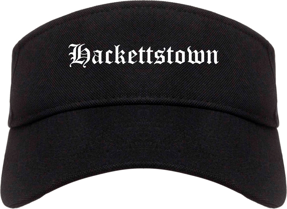 Hackettstown New Jersey NJ Old English Mens Visor Cap Hat Black