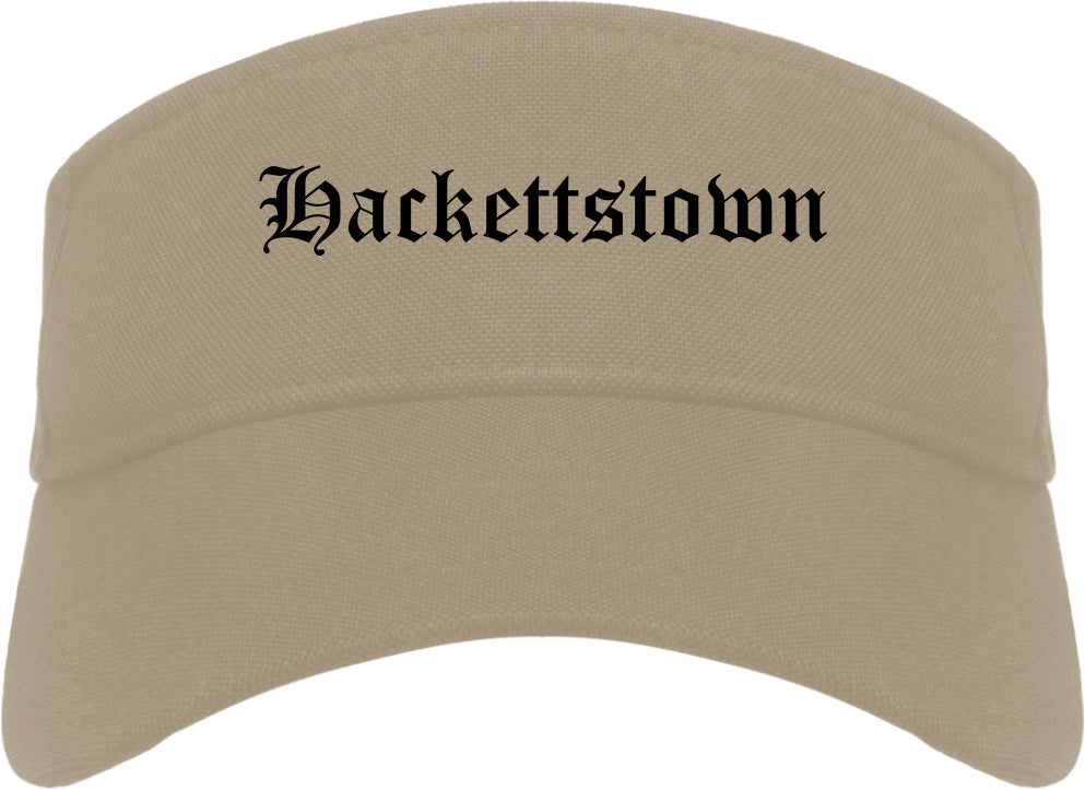 Hackettstown New Jersey NJ Old English Mens Visor Cap Hat Khaki