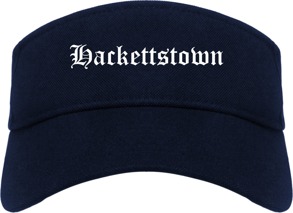 Hackettstown New Jersey NJ Old English Mens Visor Cap Hat Navy Blue