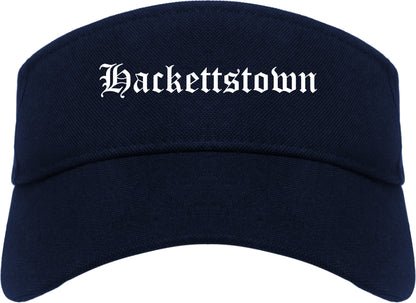 Hackettstown New Jersey NJ Old English Mens Visor Cap Hat Navy Blue