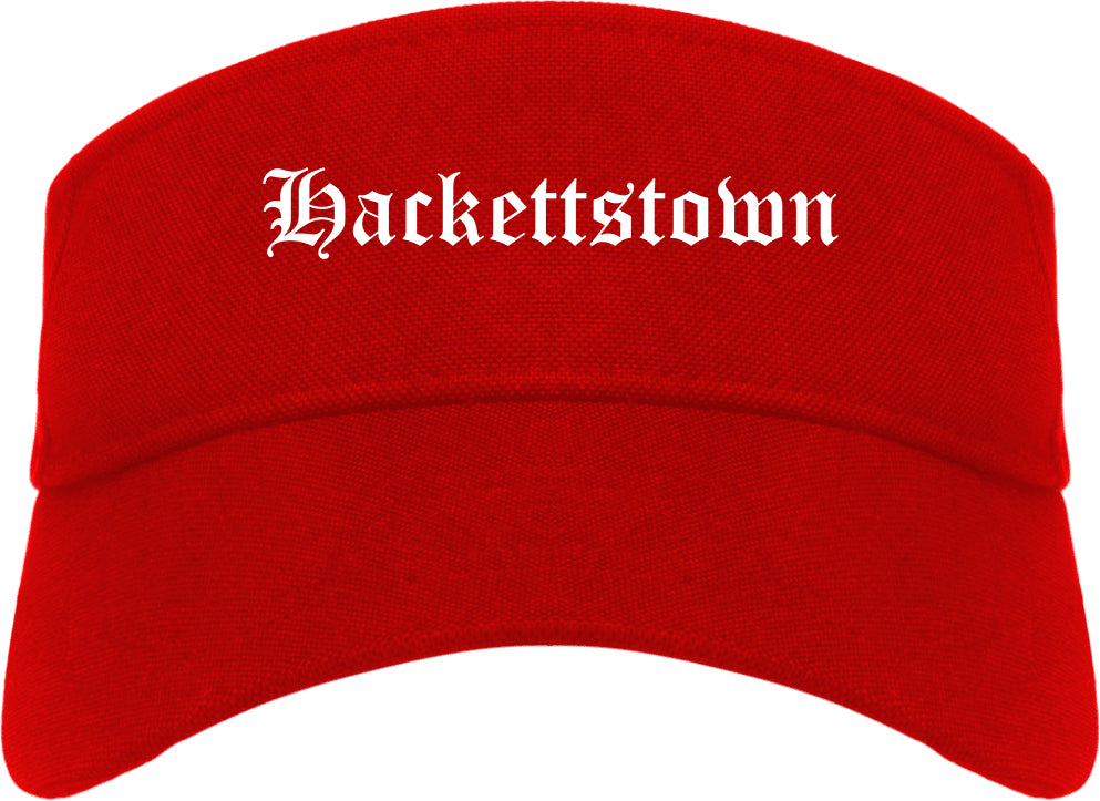 Hackettstown New Jersey NJ Old English Mens Visor Cap Hat Red