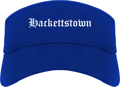 Hackettstown New Jersey NJ Old English Mens Visor Cap Hat Royal Blue