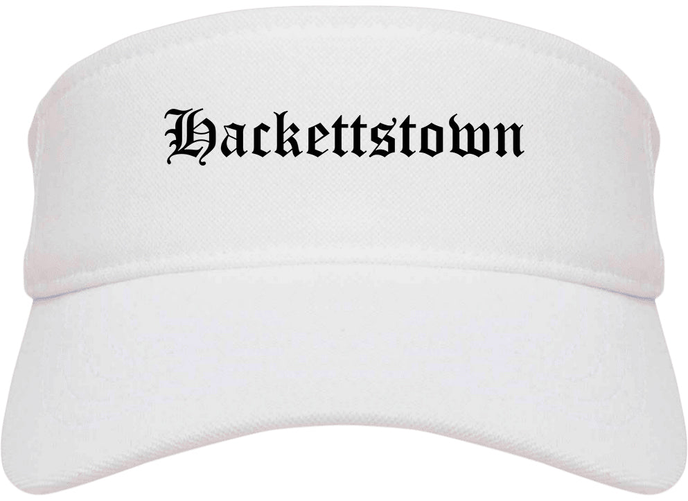 Hackettstown New Jersey NJ Old English Mens Visor Cap Hat White