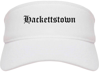Hackettstown New Jersey NJ Old English Mens Visor Cap Hat White