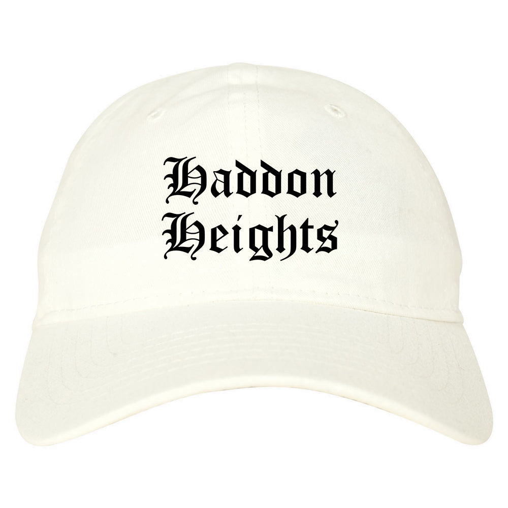 Haddon Heights New Jersey NJ Old English Mens Dad Hat Baseball Cap White