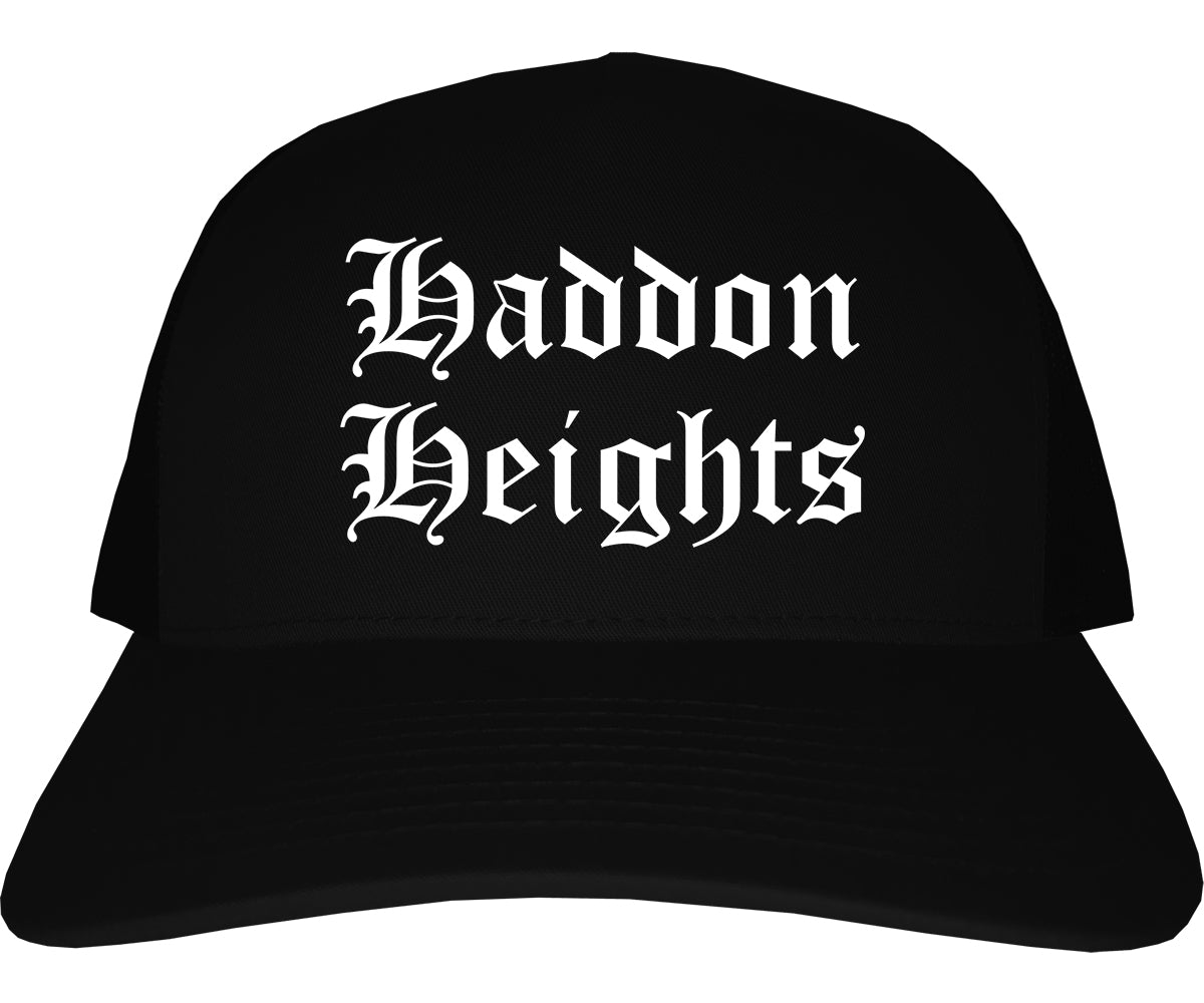 Haddon Heights New Jersey NJ Old English Mens Trucker Hat Cap Black