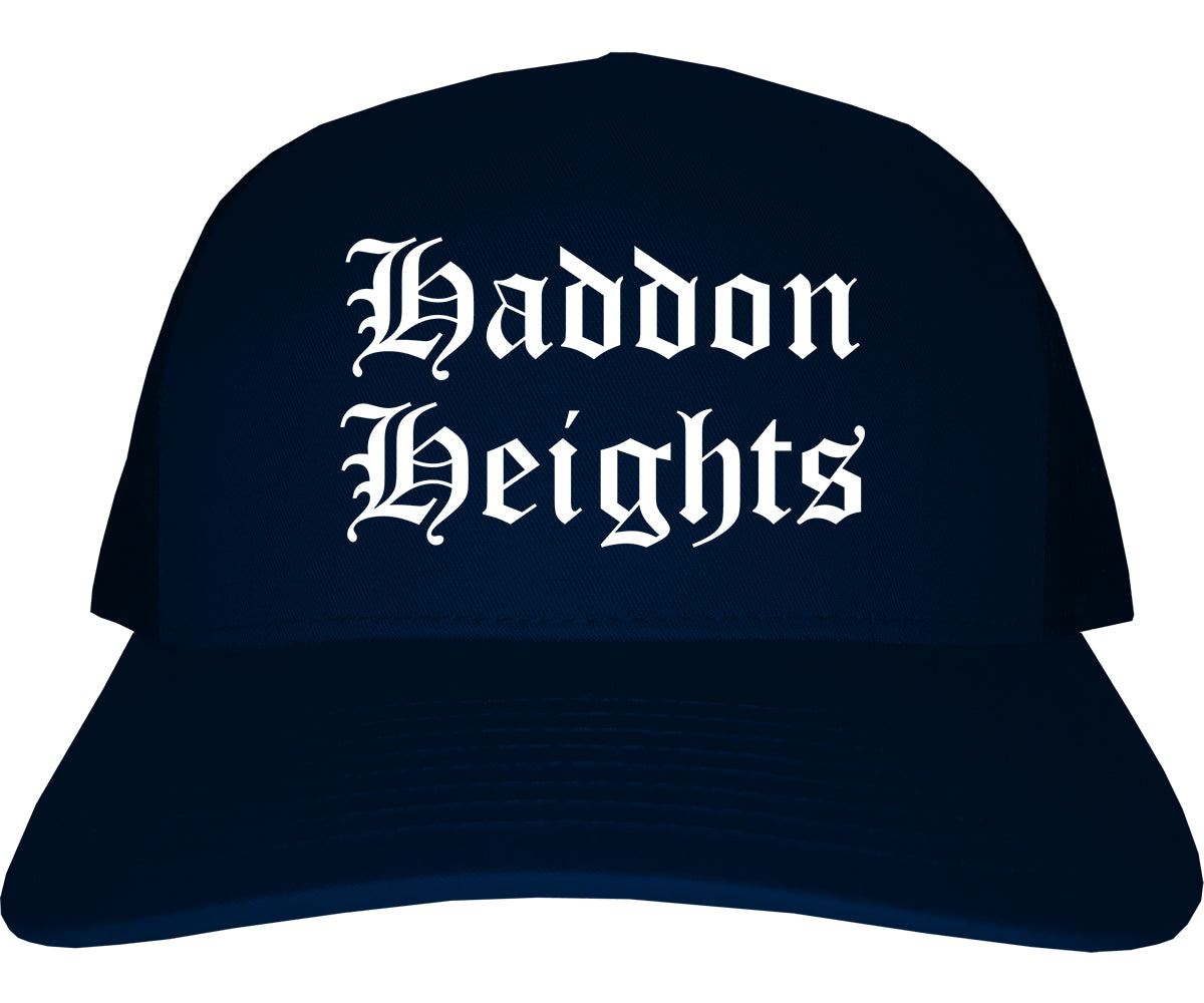 Haddon Heights New Jersey NJ Old English Mens Trucker Hat Cap Navy Blue
