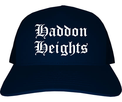 Haddon Heights New Jersey NJ Old English Mens Trucker Hat Cap Navy Blue