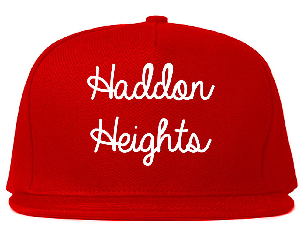 Haddon Heights New Jersey NJ Script Mens Snapback Hat Red