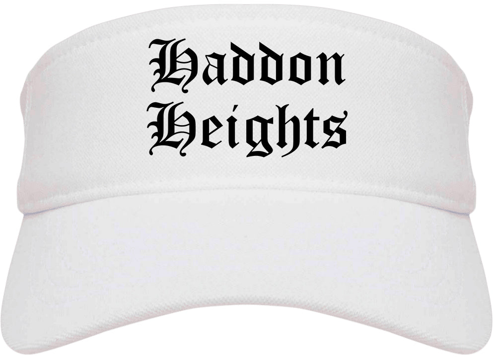 Haddon Heights New Jersey NJ Old English Mens Visor Cap Hat White