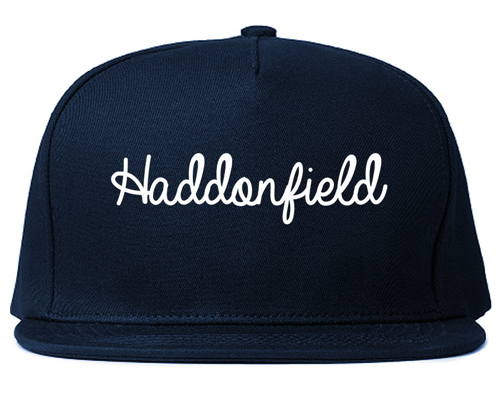 Haddonfield New Jersey NJ Script Mens Snapback Hat Navy Blue