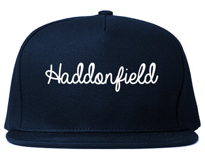 Haddonfield New Jersey NJ Script Mens Snapback Hat Navy Blue