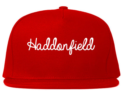 Haddonfield New Jersey NJ Script Mens Snapback Hat Red