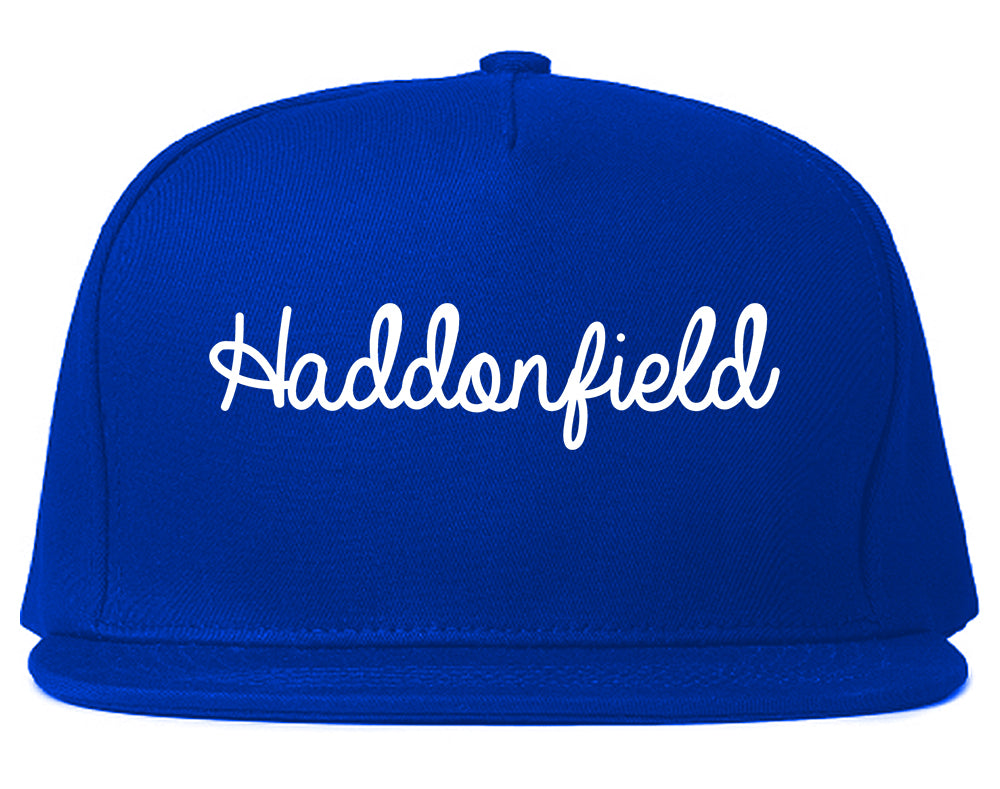 Haddonfield New Jersey NJ Script Mens Snapback Hat Royal Blue