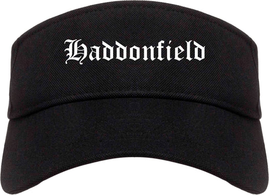 Haddonfield New Jersey NJ Old English Mens Visor Cap Hat Black