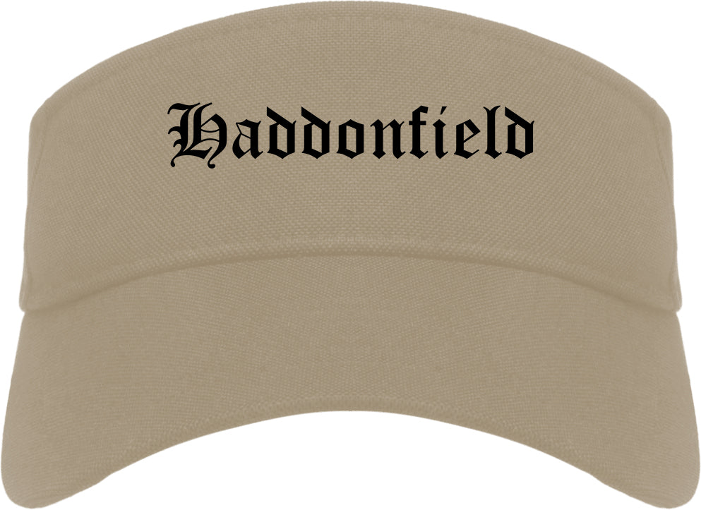 Haddonfield New Jersey NJ Old English Mens Visor Cap Hat Khaki