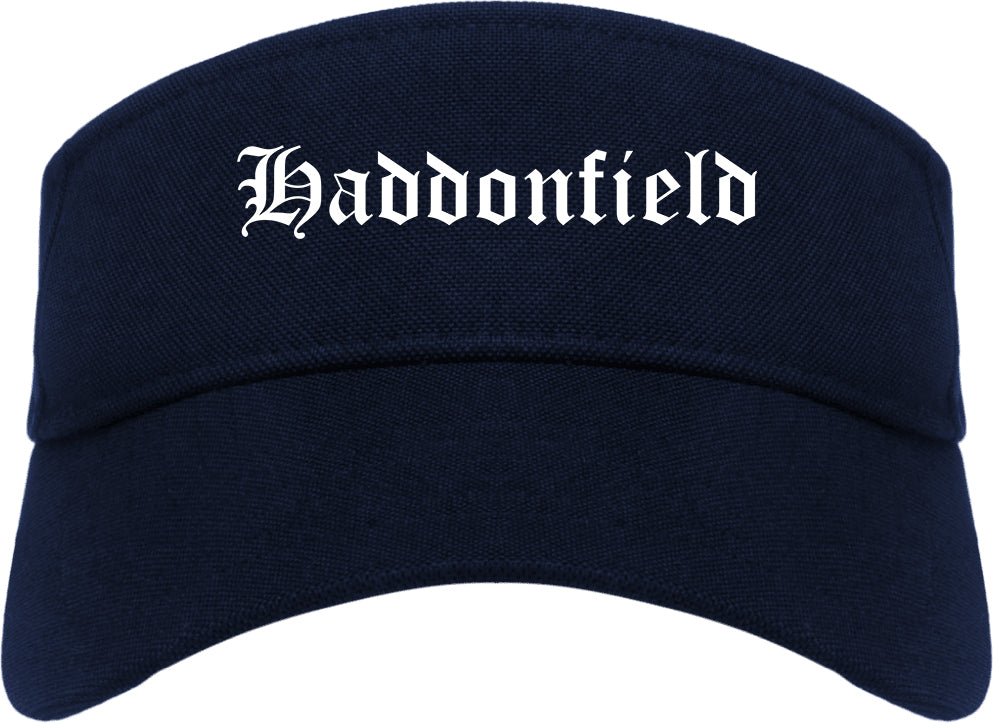 Haddonfield New Jersey NJ Old English Mens Visor Cap Hat Navy Blue