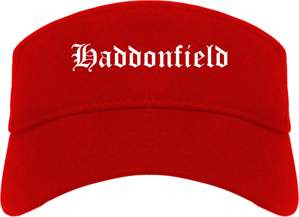 Haddonfield New Jersey NJ Old English Mens Visor Cap Hat Red