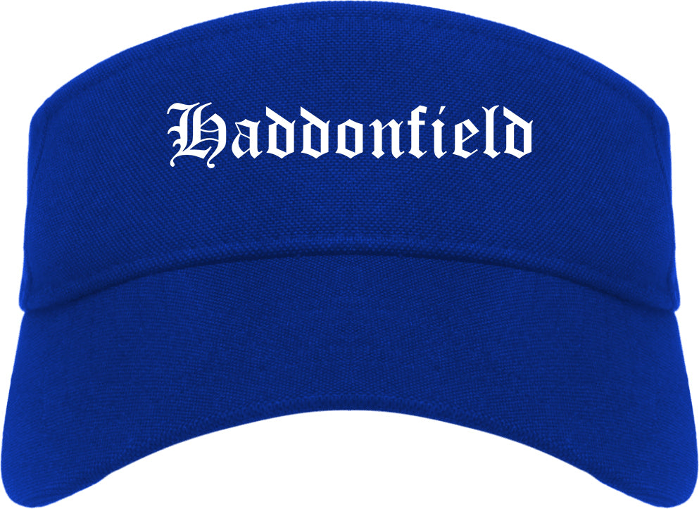 Haddonfield New Jersey NJ Old English Mens Visor Cap Hat Royal Blue