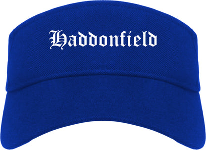 Haddonfield New Jersey NJ Old English Mens Visor Cap Hat Royal Blue
