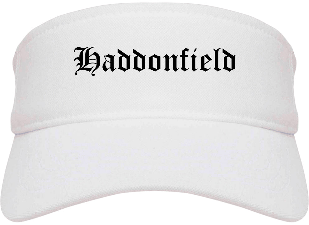 Haddonfield New Jersey NJ Old English Mens Visor Cap Hat White