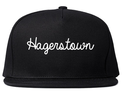 Hagerstown Maryland MD Script Mens Snapback Hat Black