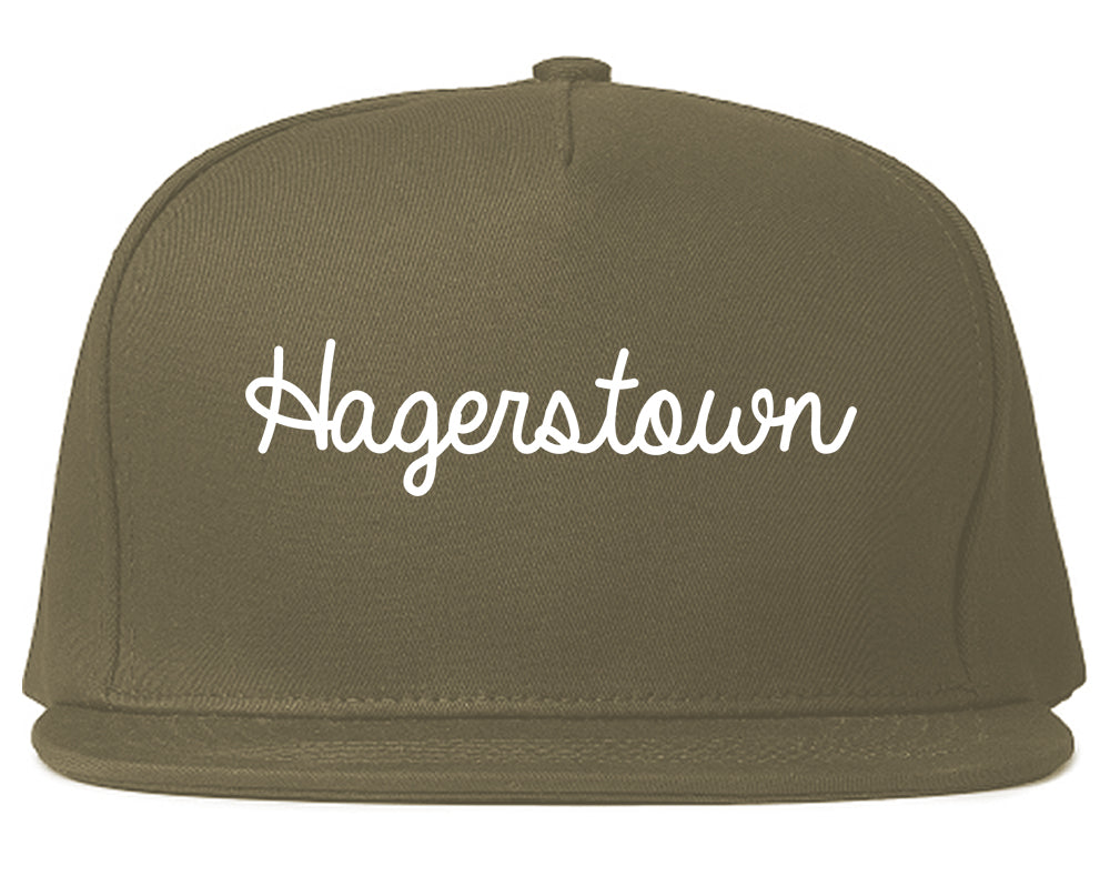 Hagerstown Maryland MD Script Mens Snapback Hat Grey
