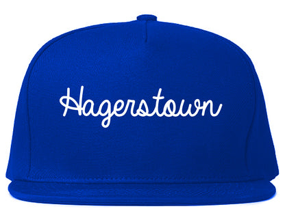 Hagerstown Maryland MD Script Mens Snapback Hat Royal Blue