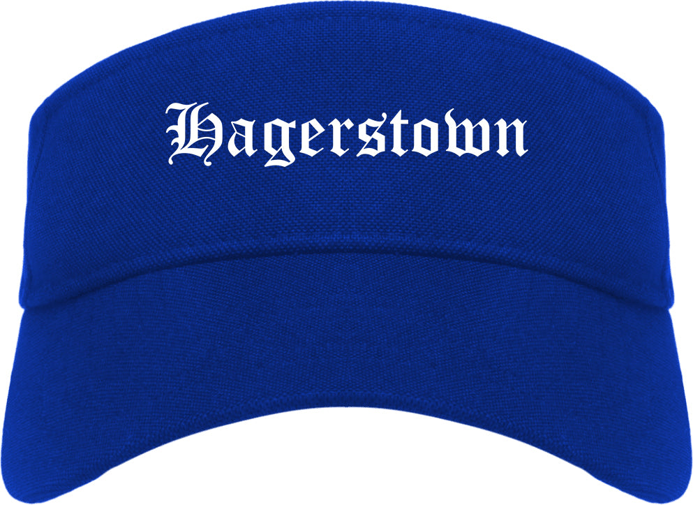 Hagerstown Maryland MD Old English Mens Visor Cap Hat Royal Blue
