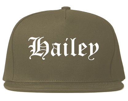 Hailey Idaho ID Old English Mens Snapback Hat Grey