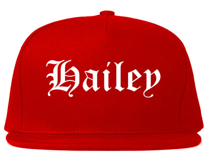 Hailey Idaho ID Old English Mens Snapback Hat Red