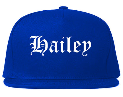 Hailey Idaho ID Old English Mens Snapback Hat Royal Blue