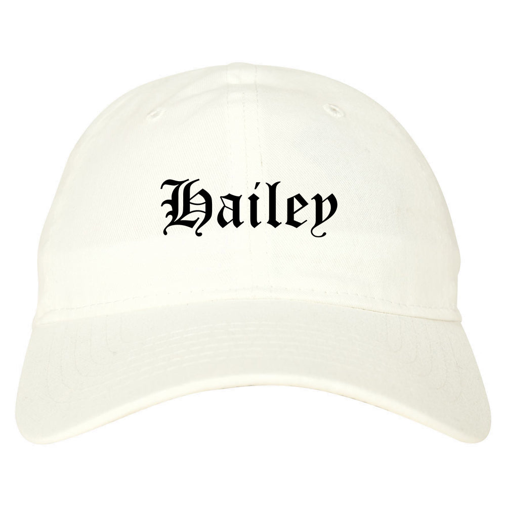 Hailey Idaho ID Old English Mens Dad Hat Baseball Cap White