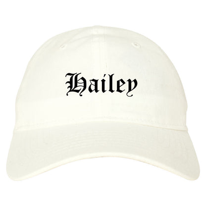 Hailey Idaho ID Old English Mens Dad Hat Baseball Cap White