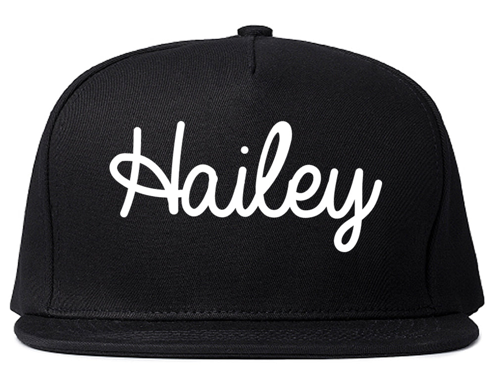 Hailey Idaho ID Script Mens Snapback Hat Black