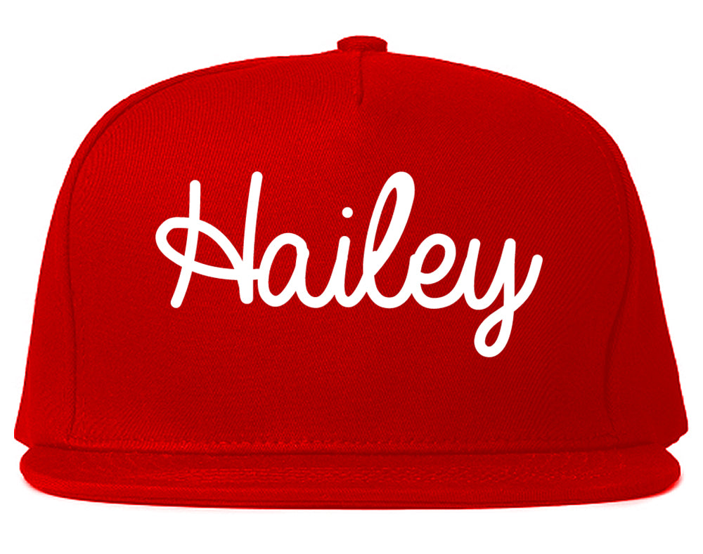 Hailey Idaho ID Script Mens Snapback Hat Red