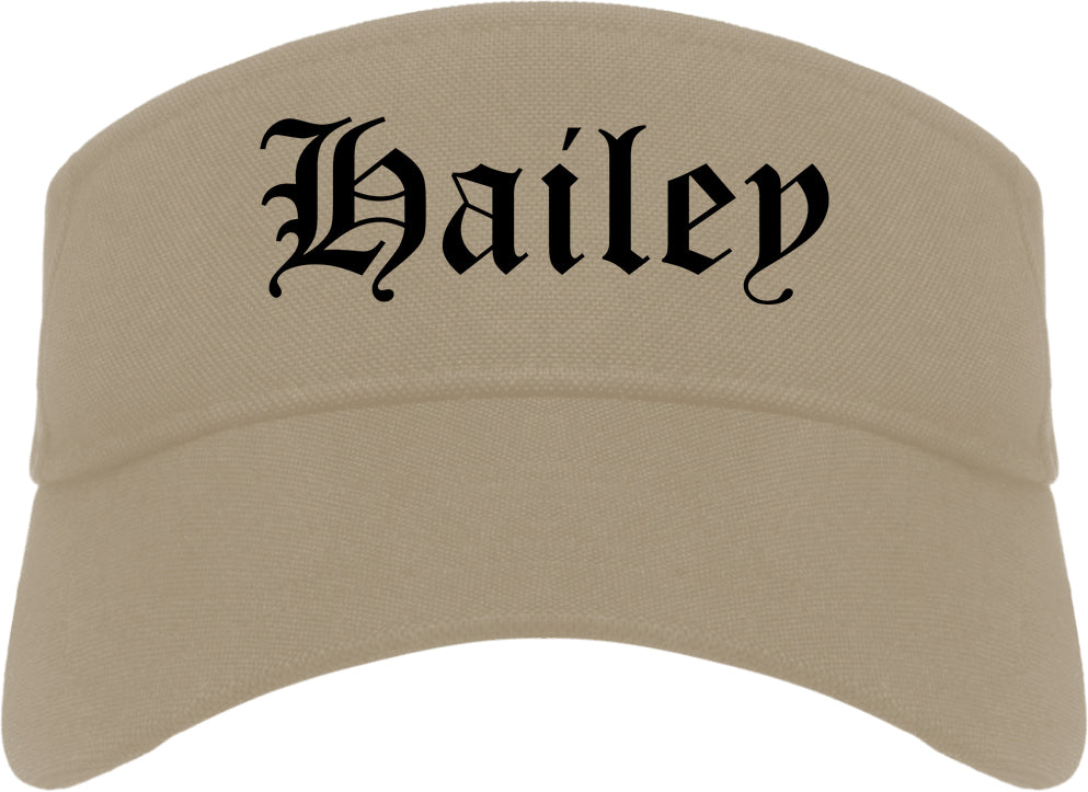 Hailey Idaho ID Old English Mens Visor Cap Hat Khaki