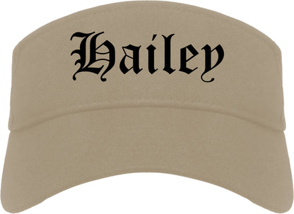 Hailey Idaho ID Old English Mens Visor Cap Hat Khaki