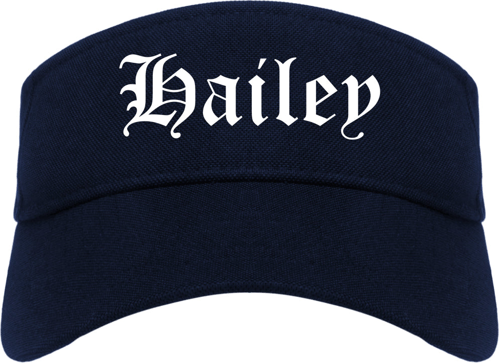 Hailey Idaho ID Old English Mens Visor Cap Hat Navy Blue
