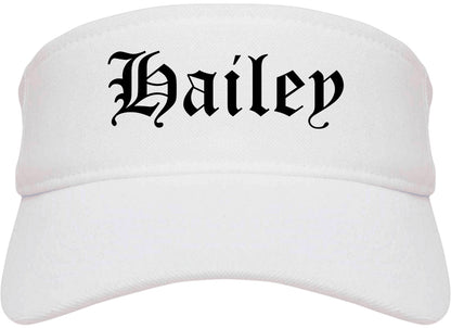 Hailey Idaho ID Old English Mens Visor Cap Hat White