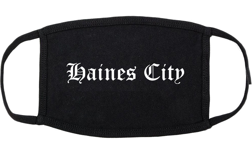 Haines City Florida FL Old English Cotton Face Mask Black