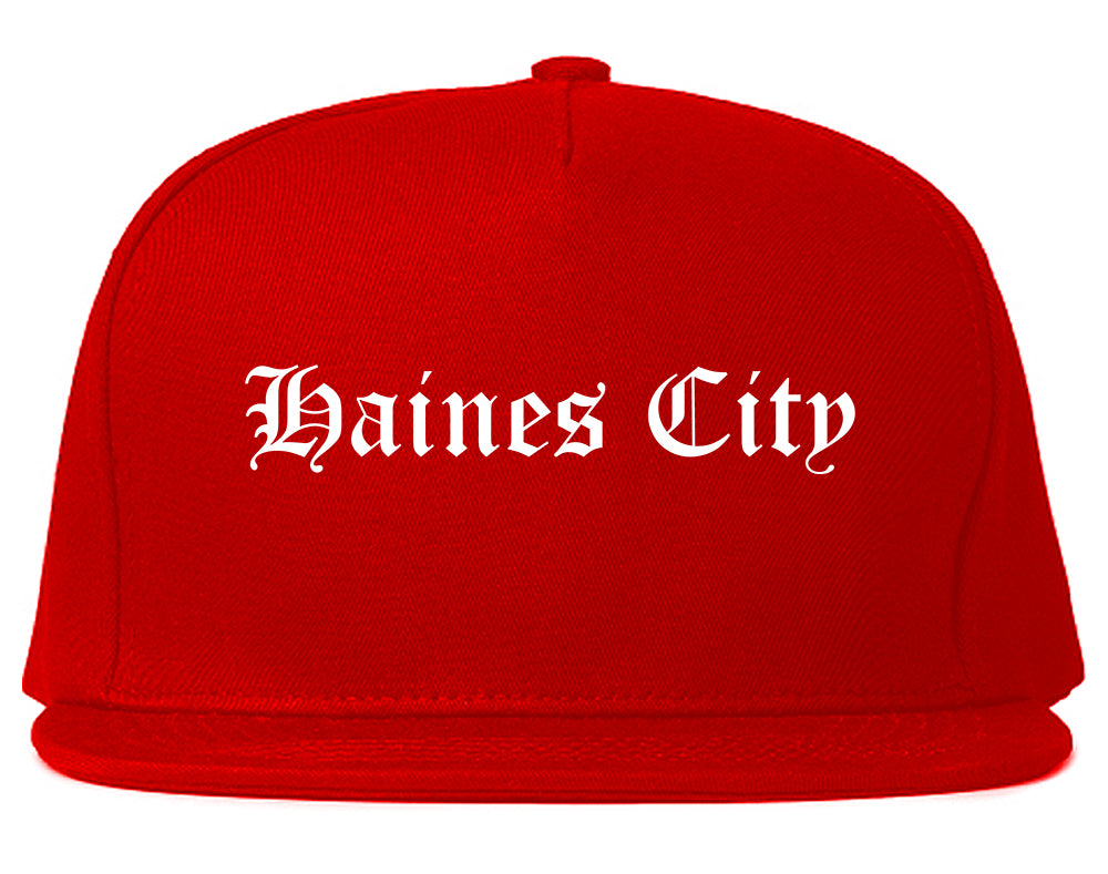 Haines City Florida FL Old English Mens Snapback Hat Red
