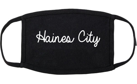 Haines City Florida FL Script Cotton Face Mask Black