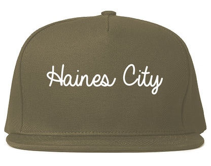 Haines City Florida FL Script Mens Snapback Hat Grey
