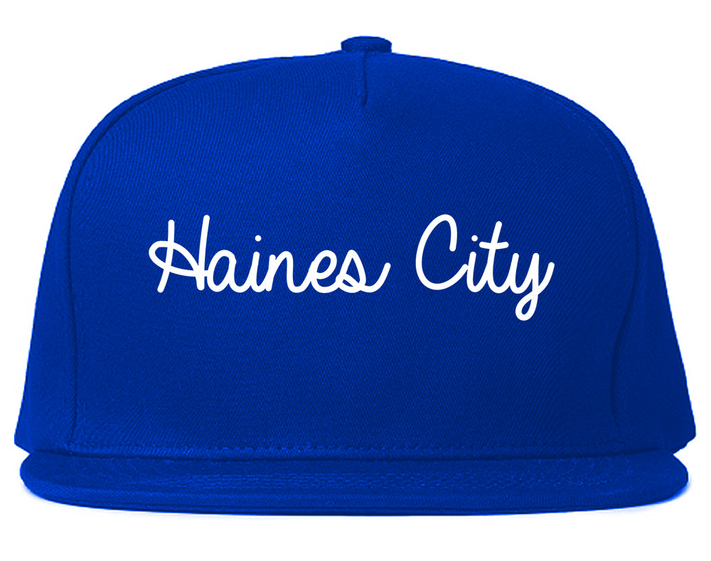 Haines City Florida FL Script Mens Snapback Hat Royal Blue