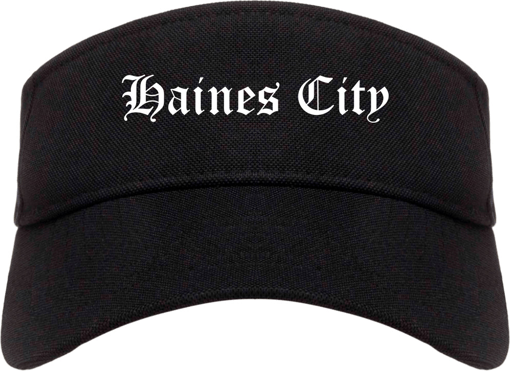 Haines City Florida FL Old English Mens Visor Cap Hat Black