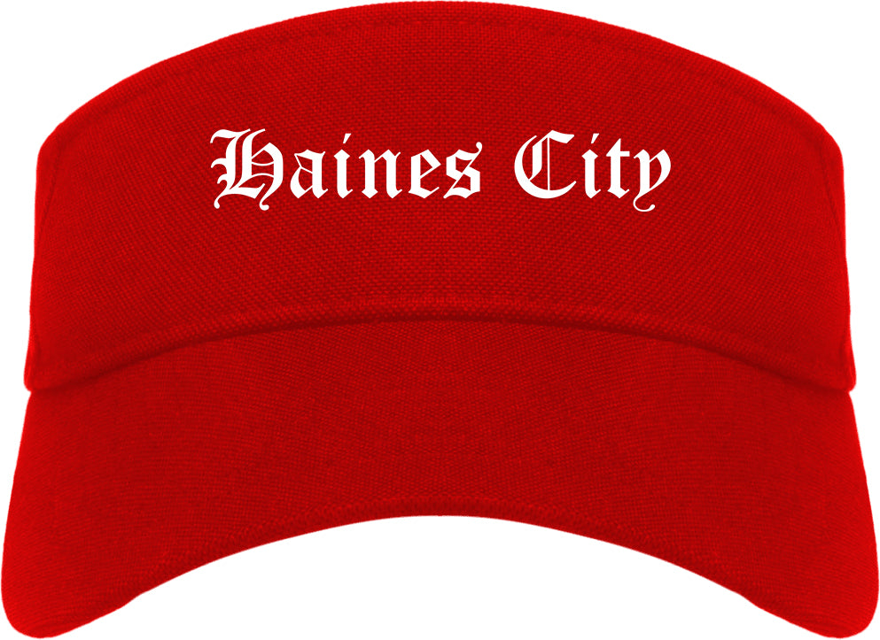 Haines City Florida FL Old English Mens Visor Cap Hat Red