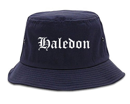 Haledon New Jersey NJ Old English Mens Bucket Hat Navy Blue