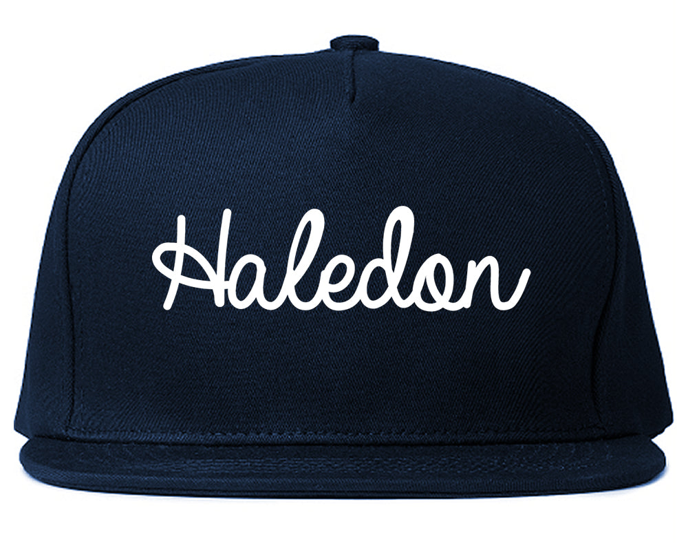 Haledon New Jersey NJ Script Mens Snapback Hat Navy Blue